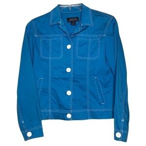 Jones New York Signature - Blue Jacket w/ White Stitching & Buttons - Size Small